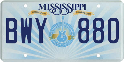 MS license plate BWY880