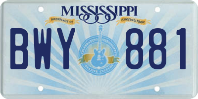 MS license plate BWY881