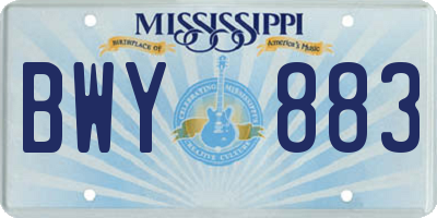 MS license plate BWY883
