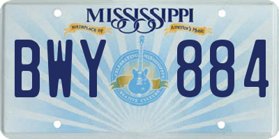 MS license plate BWY884