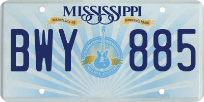 MS license plate BWY885