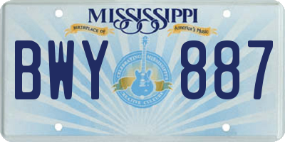 MS license plate BWY887