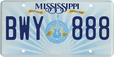 MS license plate BWY888
