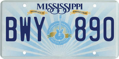 MS license plate BWY890