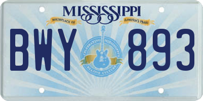 MS license plate BWY893