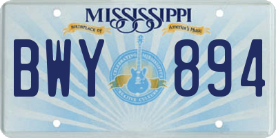 MS license plate BWY894