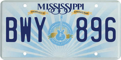 MS license plate BWY896