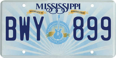 MS license plate BWY899