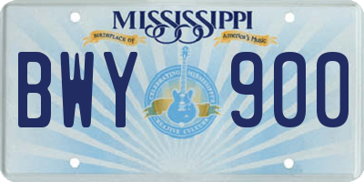 MS license plate BWY900