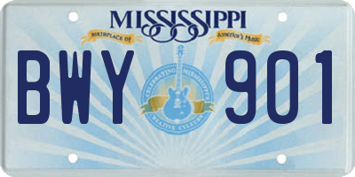 MS license plate BWY901