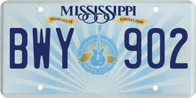 MS license plate BWY902