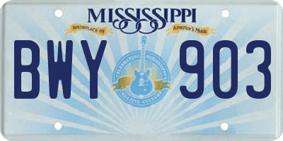 MS license plate BWY903