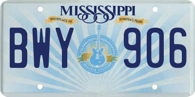 MS license plate BWY906