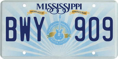 MS license plate BWY909