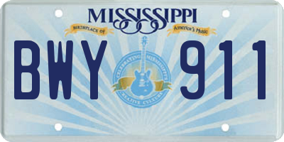 MS license plate BWY911