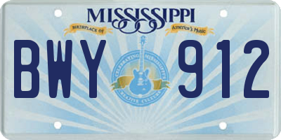 MS license plate BWY912