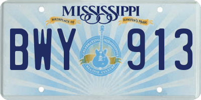 MS license plate BWY913