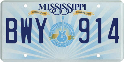 MS license plate BWY914