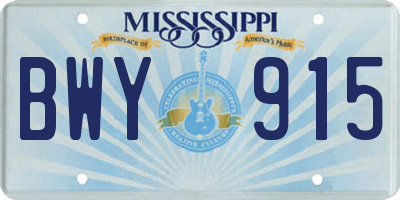 MS license plate BWY915