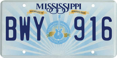 MS license plate BWY916