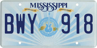 MS license plate BWY918