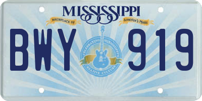 MS license plate BWY919