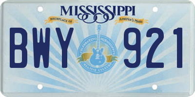 MS license plate BWY921
