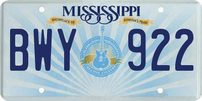 MS license plate BWY922