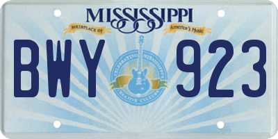 MS license plate BWY923