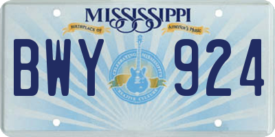 MS license plate BWY924