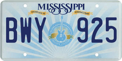MS license plate BWY925