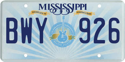 MS license plate BWY926