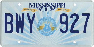 MS license plate BWY927