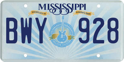MS license plate BWY928