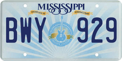 MS license plate BWY929