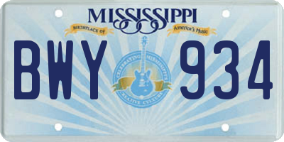 MS license plate BWY934