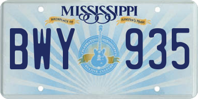 MS license plate BWY935