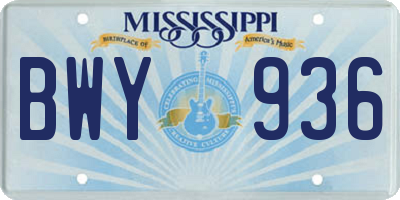 MS license plate BWY936