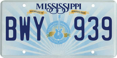 MS license plate BWY939