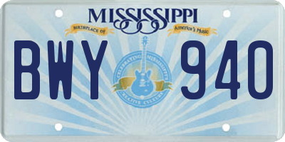 MS license plate BWY940