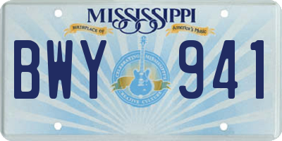 MS license plate BWY941