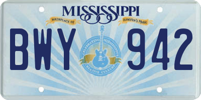 MS license plate BWY942