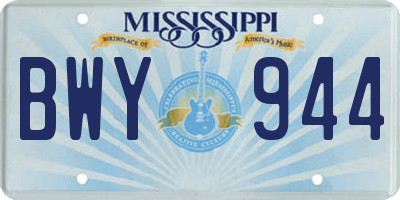 MS license plate BWY944