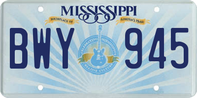 MS license plate BWY945