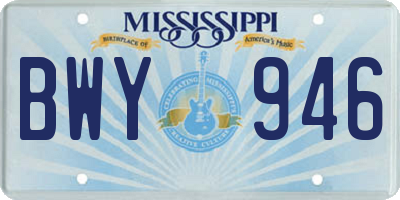 MS license plate BWY946