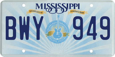 MS license plate BWY949