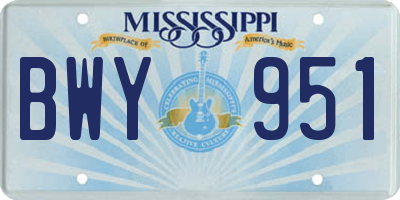 MS license plate BWY951