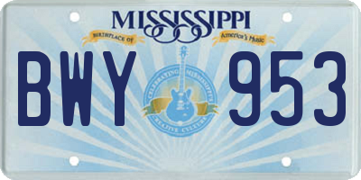 MS license plate BWY953