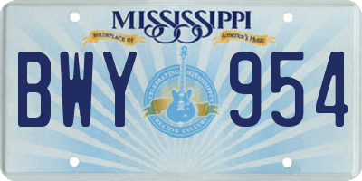 MS license plate BWY954