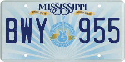 MS license plate BWY955